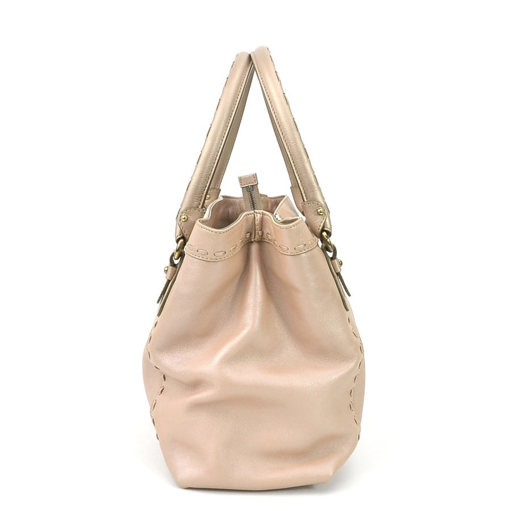 Salvatore Ferragamo pink Gancini beige leather handbag metallic